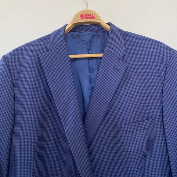 Joseph A. Bank Signature Collection Men's 58 R Blue Check Suit Jacket 100% Wool - Picture 5 of 16
